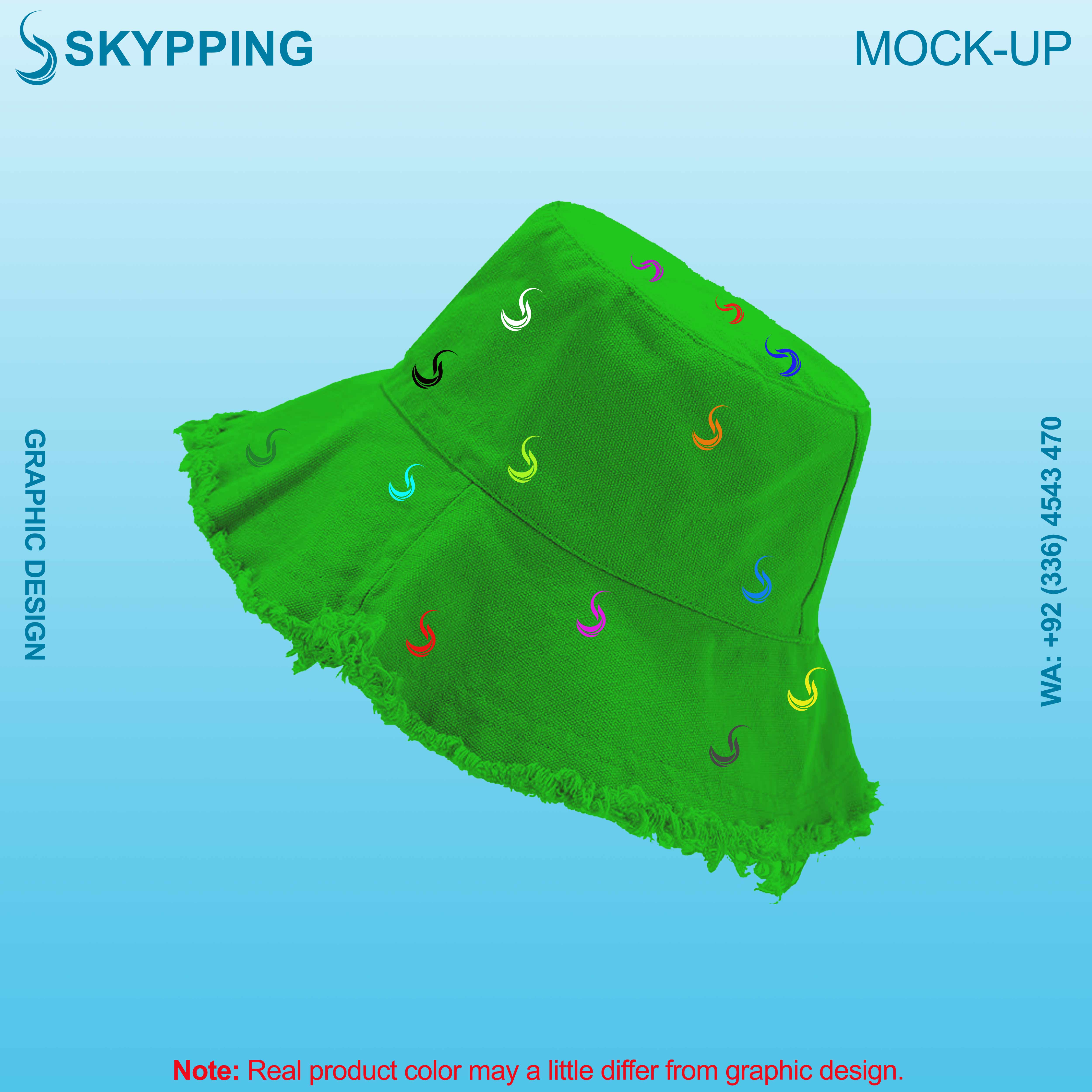 Rough Bucket Hat - Boonie Hat with multiple colored logo in embroidery with denim fabric